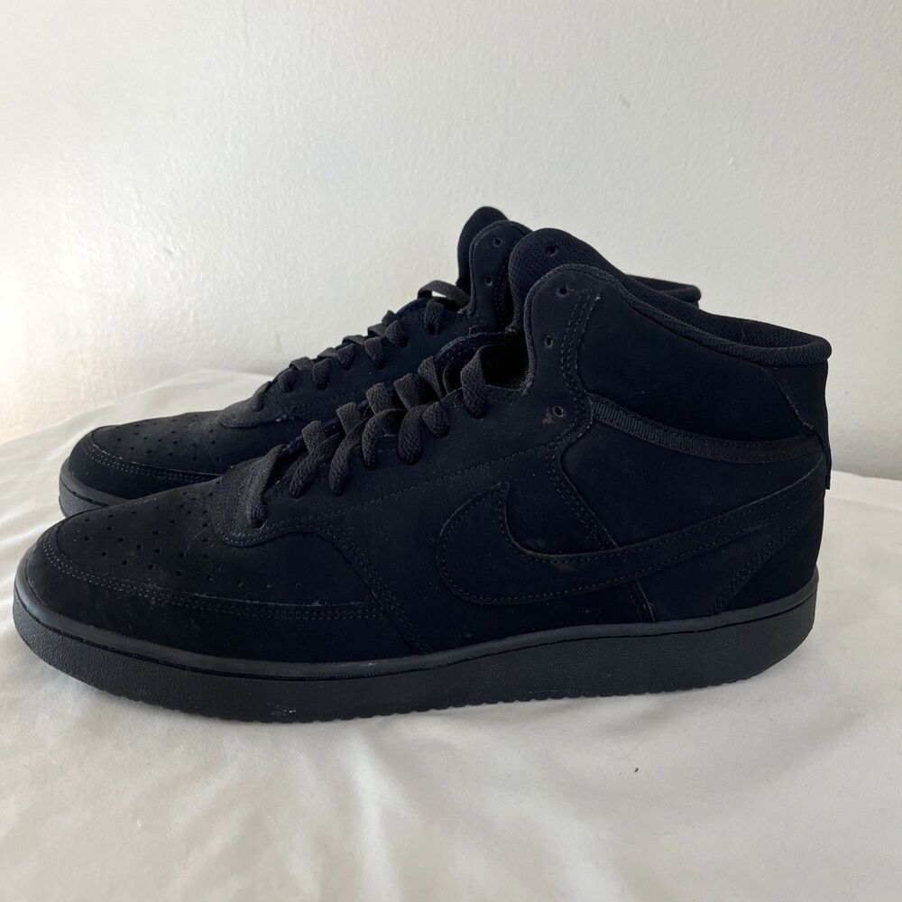 NIKE Court Vision Mid Top Classic Sneakers, Black, CU6620-001 - Men’s Sz 12